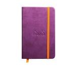 Rhodiarama hardcover notitieboekje 9x14 cm, 96 blad effen ivoorkleurig papier van 90g, sluiting met elastiek - Paars|