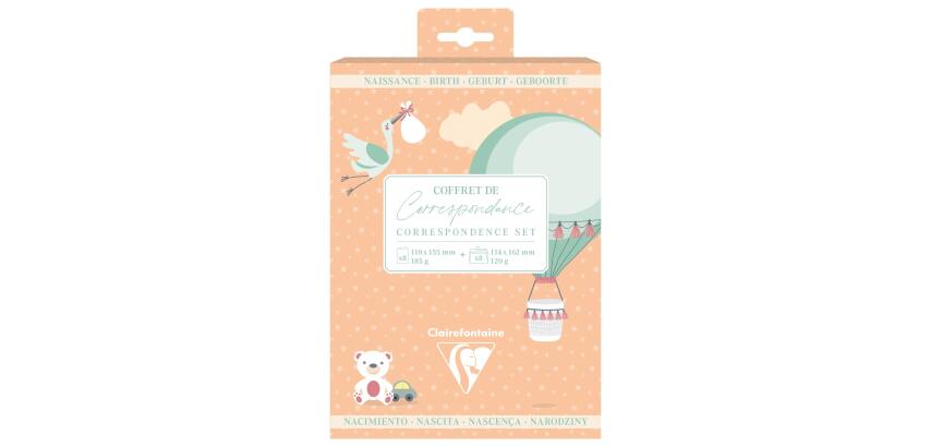 SET DE CORRESPONDANCE THÉMATIQUE, 8 enveloppes Pollen C6 (114x162mm) 120g + 8 cartes pliées 110x155m 185g, Naissance