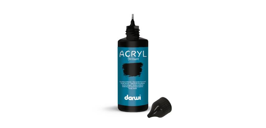 Darwi Flacon de 80 ml de Peinture Acrylique Universelle Brillante - Noir