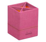 Rhodiarama pot à crayons simili cuir italien 8x8x11 cm - Fuchsia