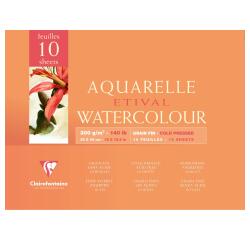 Etival Aquarellpapier feinkörnig, Block 4-seitig geleimt, 10 Blatt 300g, 30x40 cm