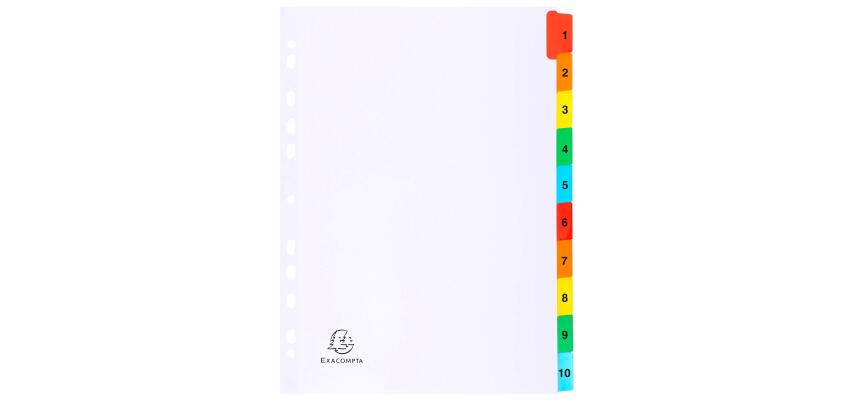 Intercalaires imprimés numériques carte blanche 160g 10 positions - A4 - Blanc