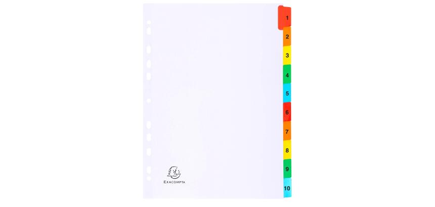 Indices A4 10 Part 1-10 Coloured Tabs White
