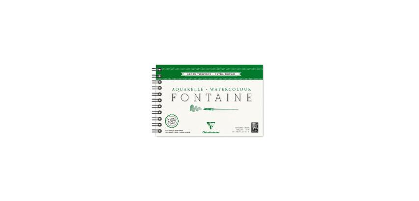 Clairefontaine Fontaine Watercolour Spiral Album - 12 x 18cm - 12 Sheets - 300gsm - Rough Grain