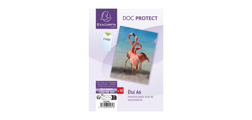 Packung mit 10 einfachen Dokumentschutzhüllen A6, PVC glatt 200µ - Kristall