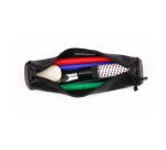 Trousse petite ronde, cuir noir vieilli