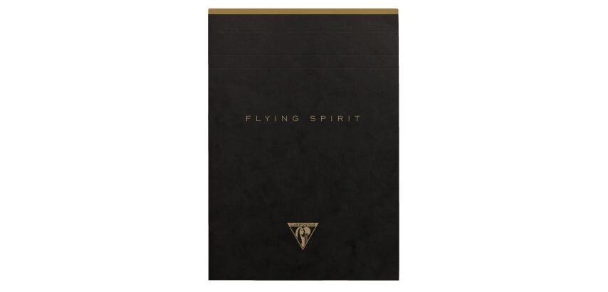 Bloc entoilé en-tête Flying Spirit Black A5 140 pages détachables ligné motifs assortis papier ivoire 90g - Noir