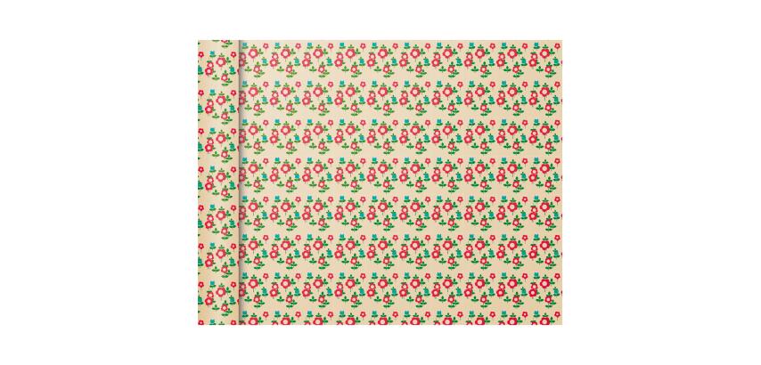 Pap.80g, Tiny Rolls 5x0,35m, Fleurs rges - Rouge