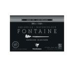 Fontaine, schwarzes Aquarellpapier 300g, 100% Hadern, feinkörnig/cold pressed, Block 4-seitig geleimt, 20 Blatt, 10x15 cm