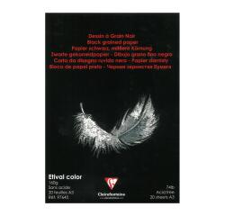 Etival Color, schwarzes Zeichenpapier A3, Block mit 20 Blatt 160g - Schwarz