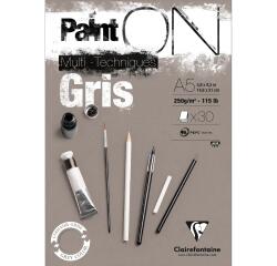 Paint'ON Gris bloc collé 30F A5 250g