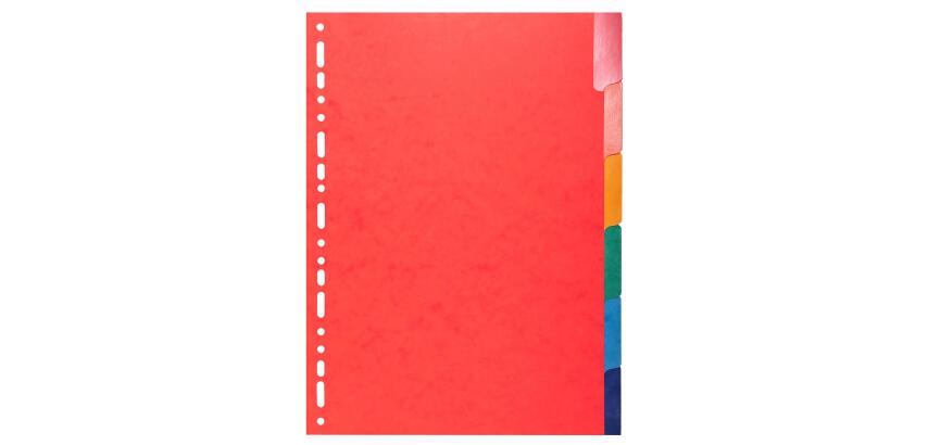Intercalaires Carte lustrée 225g avec onglets renforcés - 6 positions - A4 - Couleurs assorties