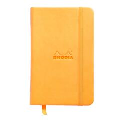 Webnotebook 9x14 cm, 96 blad gestippeld ivoorkleurig papier van 90g, sluiting met elastiek - Oranje
