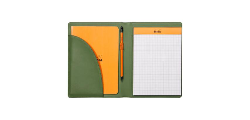 Rhodiarama livret porte-bloc N°16 pour bloc ou carnet format A5 - Sauge