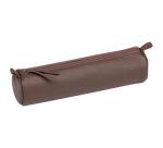 CUIR TEINTE Trousse ronde Ø5,5x22 cm - Assorti foncé