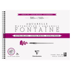 Fontaine, Aquarellpapier extraweiß feinkörnig, Spiralblock 12 Bogen 300g 30x40 cm