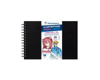 Manga Illustrations carnet spiralé 75 feuilles A5 100g couverture noire
