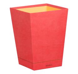 Rhodiarama corbeille à papier simili cuir italien 27x27x32 cm - Corail