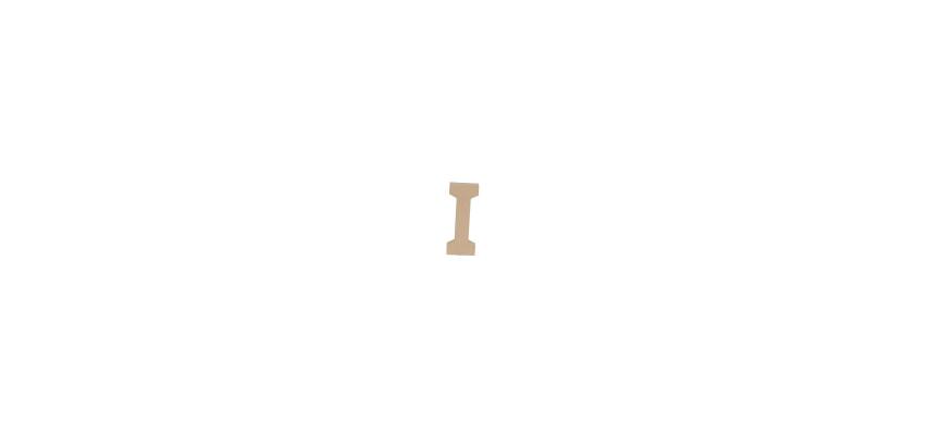 Lettre I kraft 20cm - Kraft