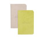 Rhodiarama set van 2 softcover notitieboekjes 7x10,5 cm 32 blad gelijnd ivoorkleurig papier 90g - Geassorteerde kleuren