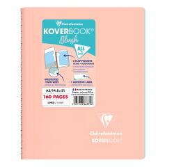 Cahier reliure intégrale enveloppante Koverbook Blush A5 160 pages ligné couverture polypropylène opaque bicolore - Corail/Bleu givré