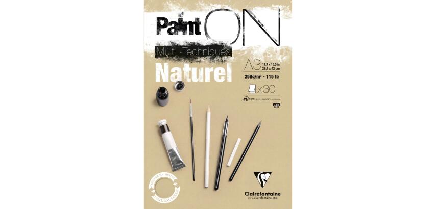 Paint'ON Naturel bloc collé 30F A3 250g