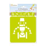 Set de 6 pochoirs enfants, Robots - Orange