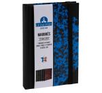 Carnet Marbre 170x110, 192 pages lignées - Bleu
