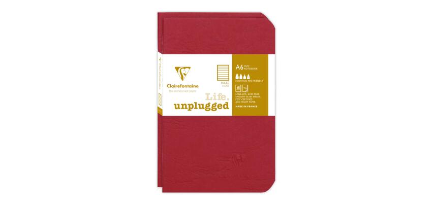 Set de 2 carnets piqués Age Bag 9x14 96 pages ligné - Rouge