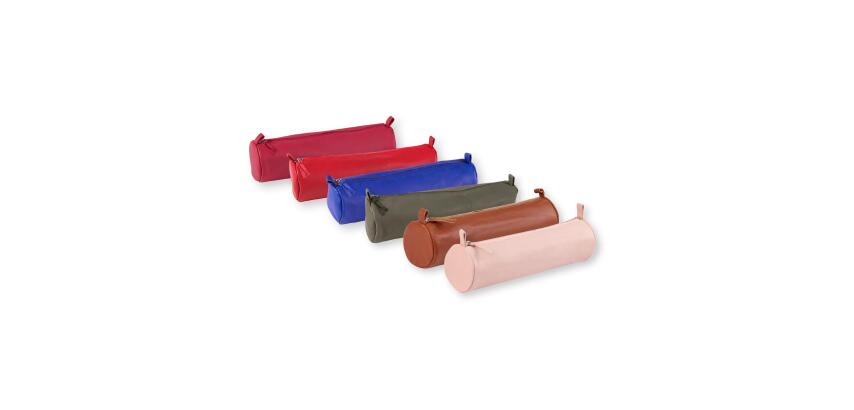 CUIR TEINTE Trousse ronde Ø5,5x22 cm - Assortis
