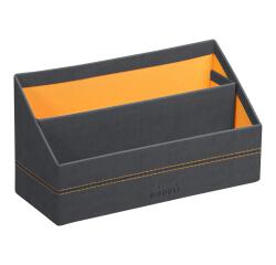 Rhodiarama brievenhouder in Italiaans kunstleer 25x10x14 cm - Titanium