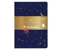 Adolie, Set de 2 carnets cousu fil A5 14,8x21 cm, 64 pages, ligné. Etoiles. 1 carnet couverture cuir + 1 carnet couverture carte imprimée, ass.