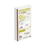 Paquet de 50 Enveloppes Forever 100% Recyclé DL-110x220mm 80g Auto-Adhésives - 80g/m2 - Fenêtre Papier Cristal 45x100 (position 20/20) - Blanc
