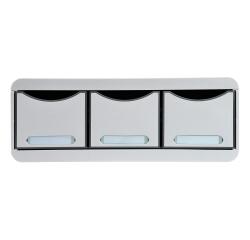 Módulo individual con 3 cajones con tope de seguridad y porta-etiquetas - 270x355x135 mm - OFFICE - Gris claro