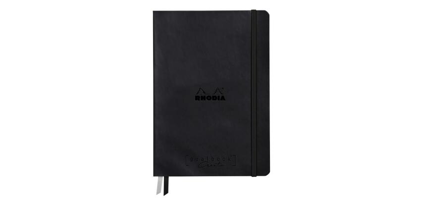Rhodiarama Goalbook Creation rembordé rigide A5 100p papier lavis technique blanc uni 200g avec élastique - Noir