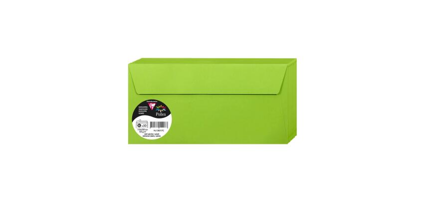 Paquet de 50 enveloppes Pollen 110x220mm 120g/m2 - Vert menthe