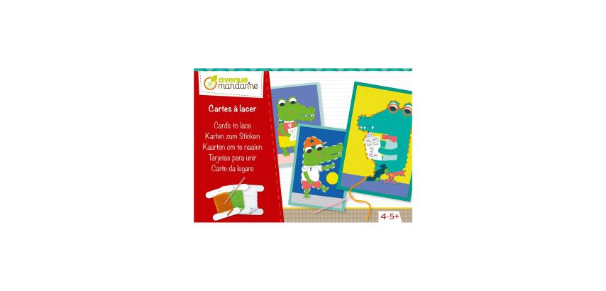 Boîte créative, Cartes à lacer, Famille Croco - Multicolore