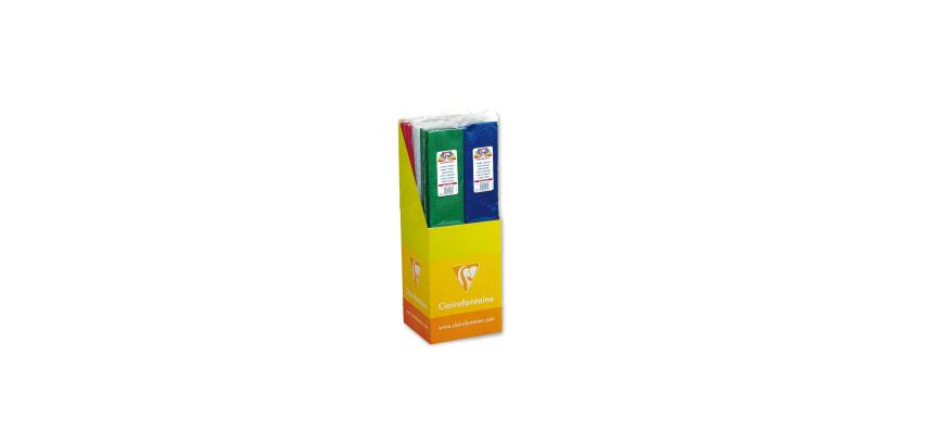 CRÉPON MÉTALLISÉ, 30 sachets d'1 feuille pliée 72g/m2 au format 2,50x0,50m (en présentoir) - Assortiment