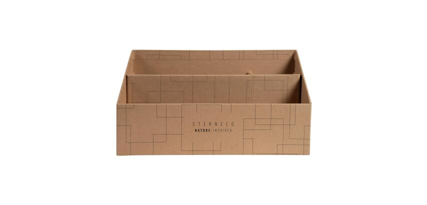 Sorter/Briefständer mit 3 Fächern aus Hartkarton mit geometrischen Motiven, Serie Eterneco - Braun geometrische Motive