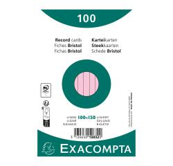 Pak 100 steekkaarten in folie - bristol gelijnd 100x150mm - Roze