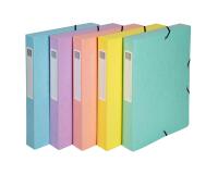 Boite de classement Exabox Dos 25mm carte lustrée Aquarel - A4 - Couleurs assorties
