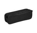 Rechteckiges Schlampermäppchen mit 2 Fächern aus Polyester, 23x7x8 cm, schwarz - Schwarz