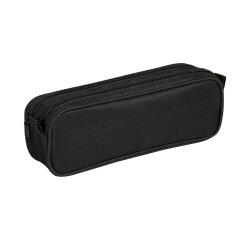 Trousse rectangulaire noire avec 2 compartiments 23x7x8 cm - Noir
