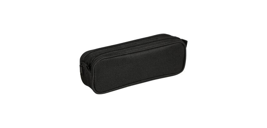 Trousse rectangulaire noire avec 2 compartiments 23x7x8 cm - Noir