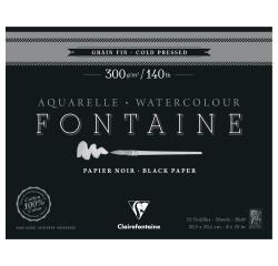 Fontaine Noir bloc collé 1 côté 12F 20,3x25,4cm 300g grain fin