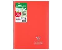 Cahier piqué Koverbook A4 96 pages grands carreaux couverture polypropylène opaque 100% recyclé - Rouge
