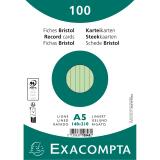 Paquet 100 fiches sous film - bristol ligné non perforé 148x210mm - Vert