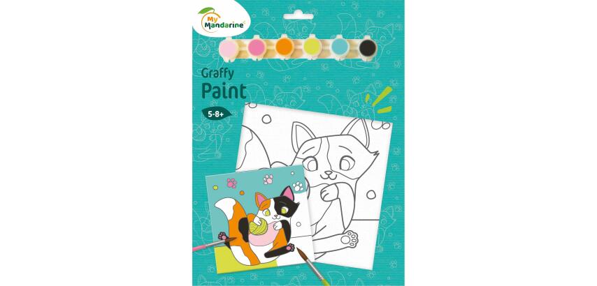 Graffy Paint, Chat 20x20 cm - Vert
