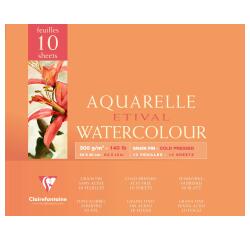 Etival Aquarellpapier feinkörnig, Block 4-seitig geleimt, 10 Blatt 300g, 24x30 cm
