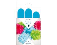 PAPIER DE SOIE, Set de 3 pompons à suspendre Ø30x1 et Ø40x2 - Bleu pétrole